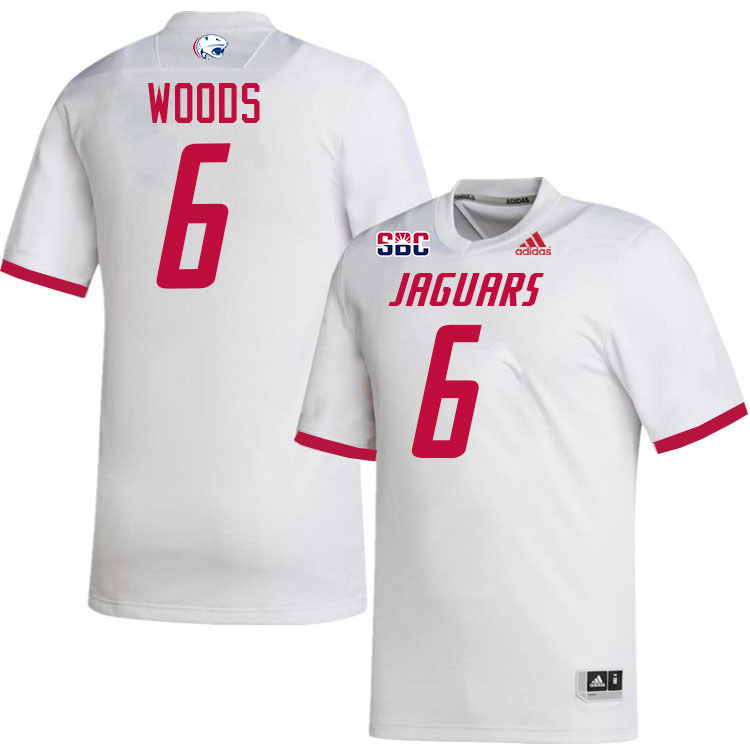 #6 Micah Woods South Alabama Jaguars Jerseys,College Football Uniforms,Apparels Stitched-White